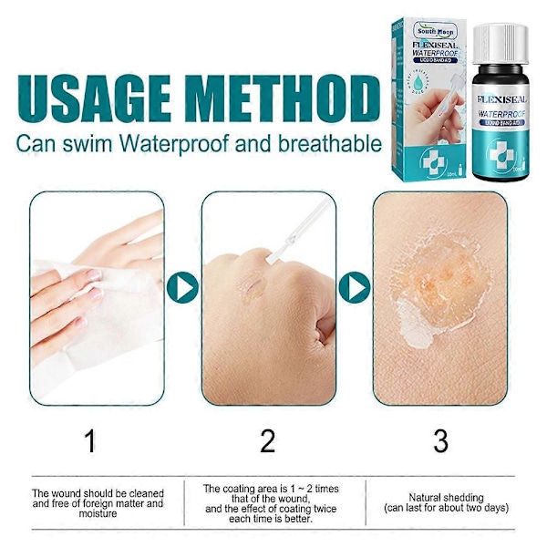 3x Vattentätt Flytande Första Hjälpen Plåster Desinficerande Hemostas Plåster För Små Skärsår Läkande Plåster Gel Patch 10ml GS