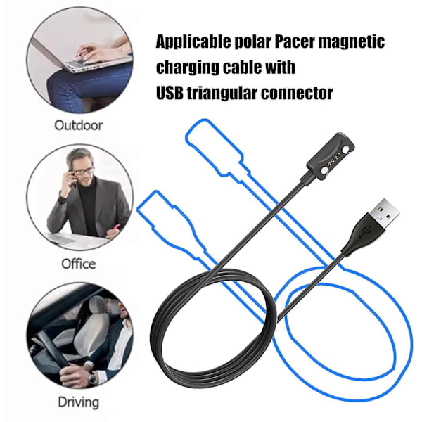 Bärbar Magnetisk USB-laddningskabel För Pacer Smartwatch Stabil Anslutning Reseladdningskabel 100cm GS Multicolor