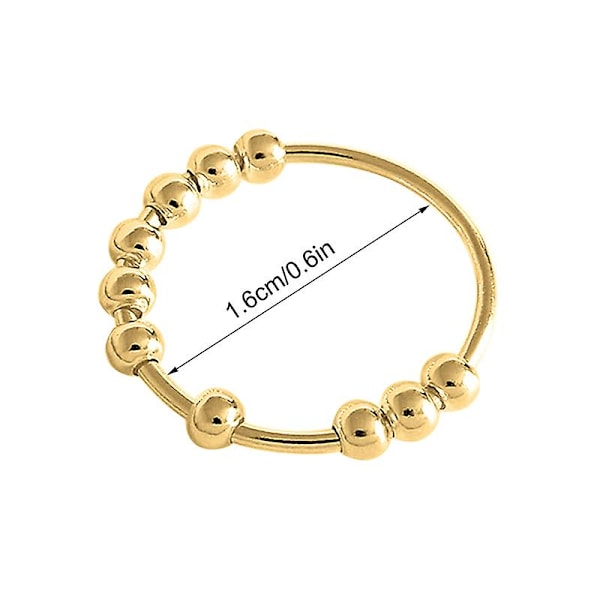Ångestring Ångest Fidget Spinner Roterbara Pärlor Ring Nätt Söt Trendiga Smycken För Kvinnor Gold 1.6