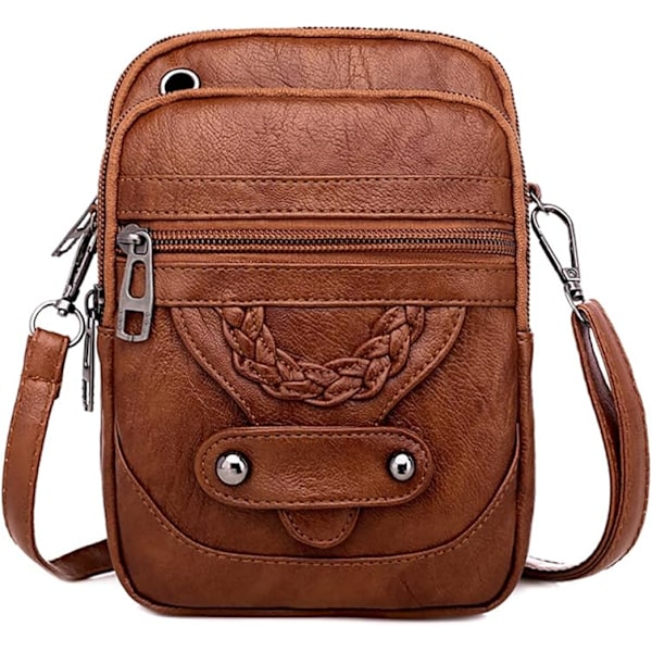 Crossbody-telefonväska för kvinnor, liten mjuk läderväska axelremsväska dam multifunktionell påse mini messenger-väska GS