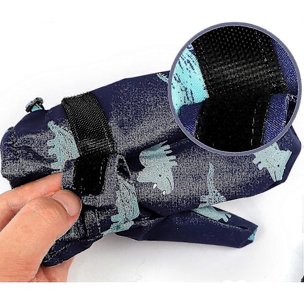 Skidhandskar Vantar för Barn Anti-halk Snöhandskar Mönstrade Fleecefodrade Vantar Pojkar Flickor Barn Vinter Varma Vindtäta Handskar Blue dinosaur