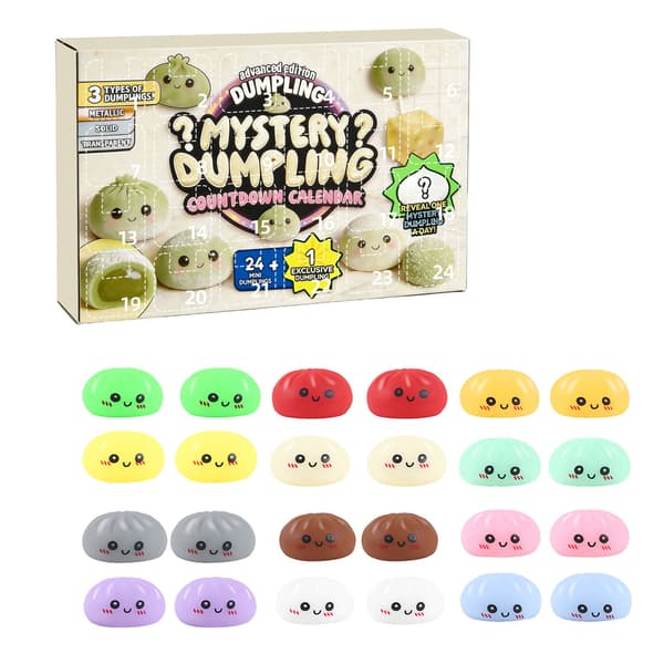 Dumpling Squishy, 2026 Mystery Dumpling Squishies Nedtællingskalender, 24 stk. tilfældige overraskelses-dumpling-squishies, stresslindrende sensorisk C