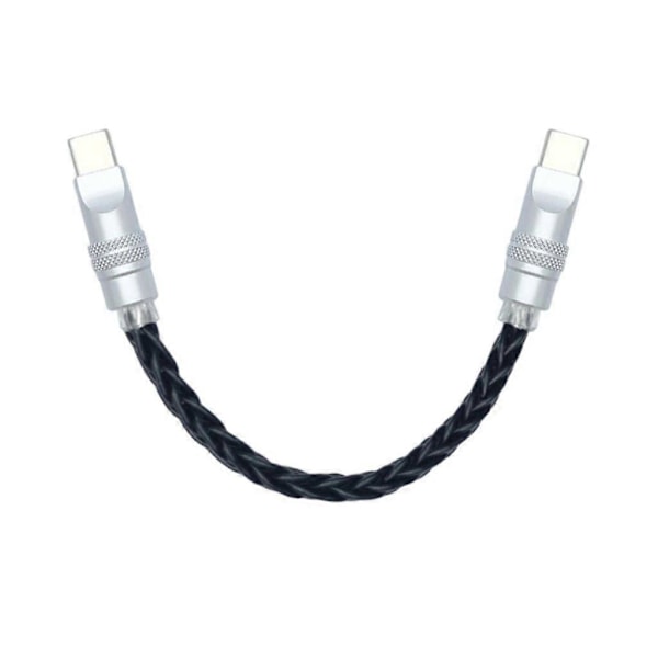Typ C Flätad Åttakärnig Silverpläterad Kopparkabel Förbättrar Hållbarheten Black 15CM