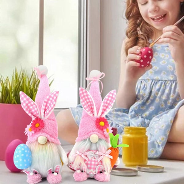 Rosa Påsk Plyschleksak Påskhare Lint Leksak Handgjord med Fina Detaljer Söt Påskleksak för Vuxna och Cosplay-älskare GS Egg hugging