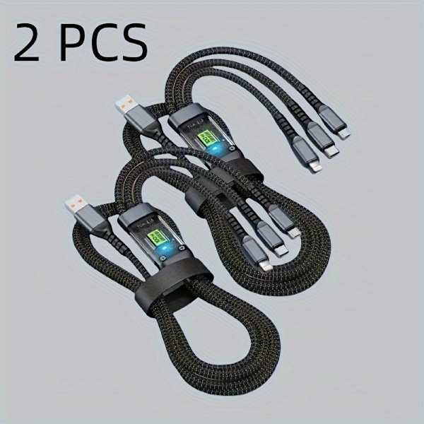 2-pack 3-i-1 Snabbladdningskabelpaket - USB-C till MicroUSB-adapter för iPhone 14/13, för Samsung, för Xiaomi - Hållbar & Högpresterande GS