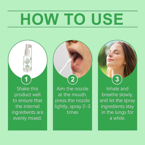 Lungrengöringsspray, Herbal Lungrengöringsspray 30ML, Avancerad Lungrengöringsspray, Lungspray, Kraftfullt Lungstöd, Daglig Användning GS 3pcs
