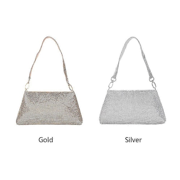 Clutch Väska Universal Kväll Party För Kvinnor Bröllop Bling Paljetter Lättvikt GS Silver