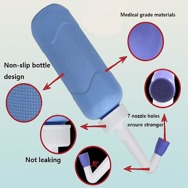 Bärbar bidé - Resebidéflaska för personlig hygien - Handhållen enhet - Luftfri bidéspruta - Flaska med torkare - 500 ml GS