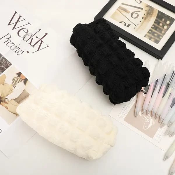 Polyester penalhus med stor kapacitet - Blød organizer til papirvarer og makeuptaske black