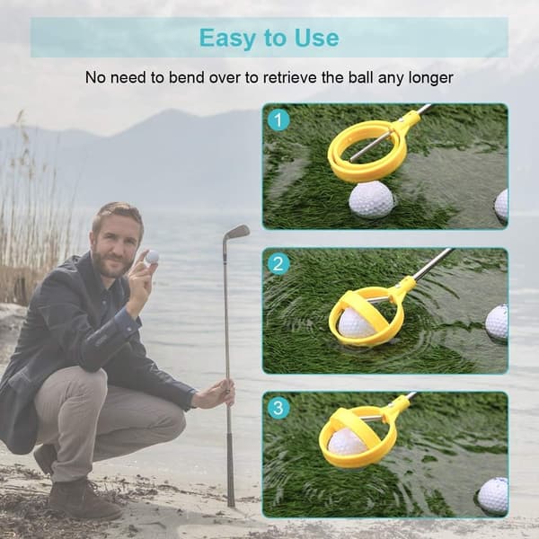 Golfboldopsamler, Teleskopisk Golfboldopsamler, Golfboldopsamler med Automatisk Låsemekanisme, 2 stk.