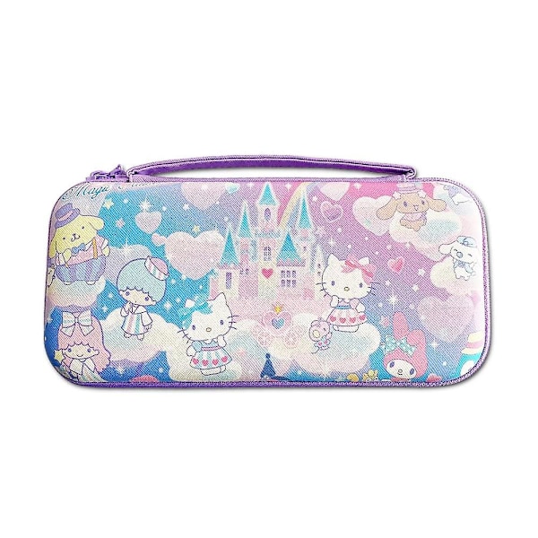 Söt Switch-väska för Nintendo Switch OLED, Kawaii Hårt Skal Bärbart Resefodral med 12 Spelkortsfack (Rosa Drömfest) GS