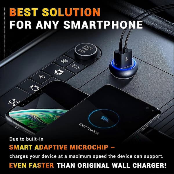 Biloplader Hurtig Opladning 3.0 iOS/Android 35W Til Bil
