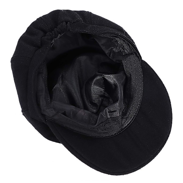 Baker Boy Hatt för Kvinnor Flicka Basker Franska Mössor Kepsar 8-Panel Varm Ull Newsboy Keps Svart GS