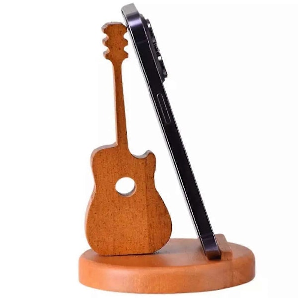 Kreativ Gitarr Telefonhållare, Gitarrformad Mobiltelefonställ, Telefonfäste i Trä
