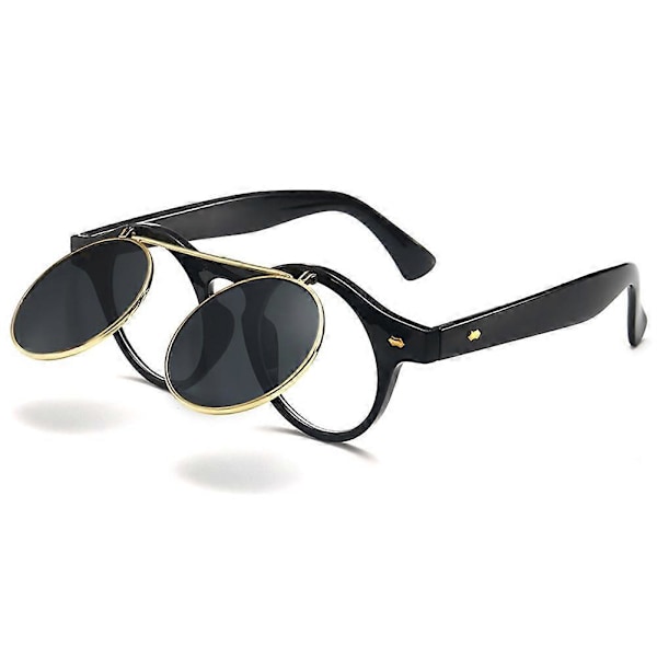 Aurinkolasit Käännettävät Ympyrä Steampunk-lasit Pyöreät Retro Vintage Cyber GS color03