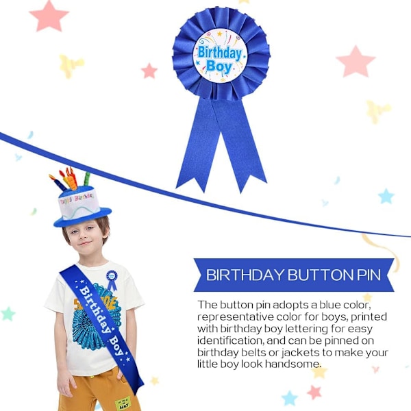Birthday Crown för barn, återanvändbar födelsedagsfesthattkrona med utbytbart nummer från 0 till 9, filthatt på födelsedagen GS Boy