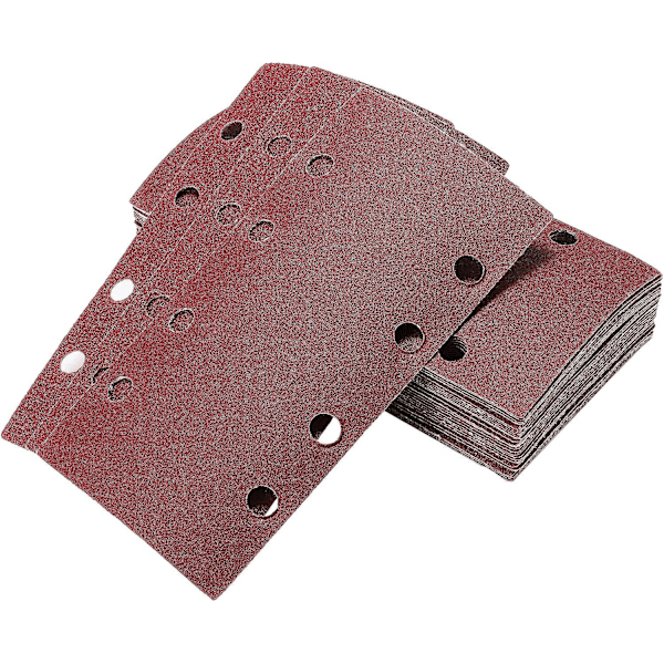 Paket med 40 slippapper för excenterslip 93 x 185 mm, 8 hål, 60/80/120/240 korn rektangulärt sandpapper i aluminiumoxid, idealiskt för San GS