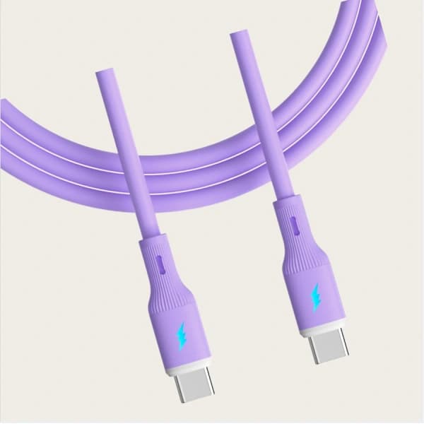 66W USB-C til USB-C Hurtigladekabel - Silikon, 100cm - For Hurtiglading og Dataoverføring purple