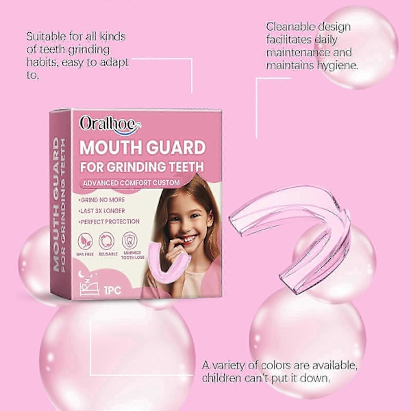 Mungskydd för barn mot tandgnissling, Bekvämt nattligt skydd för barn, Bekvämt tandskydd, Stoppar bruxism och käkledsbesvär 2Pcs