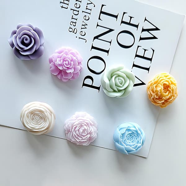 Silikonform Blomst Lys Rose Nellik Peon Mini 3D Blomst Såpe Sjokolade Aromaterapi DIY Dekor