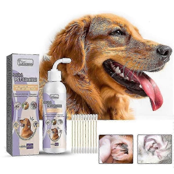 Hundeøre-rensedråper 118ml med bomullspinner