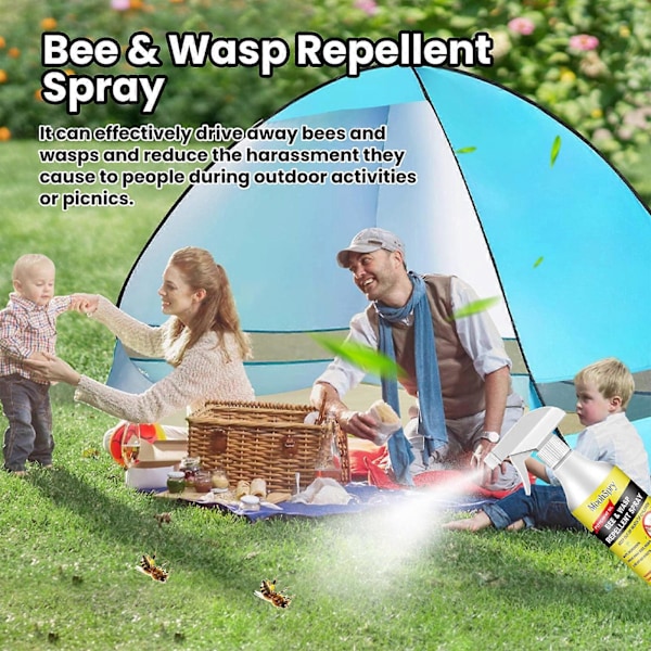Getingspray med naturliga växtbaserade pepparmyntsoljor, bispray, birepellent för utomhus-/inomhusbruk för att stöta bort insekter och getingar för uteplatser, trädgårdar a GS 1 Pcs