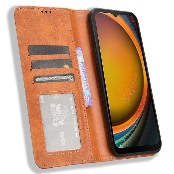 Plånboksfodral för Samsung Galaxy Xcover 7 PU Läder Ställ Retro Telefonskal - Röd GS Brown Style B Samsung Galaxy Xcover