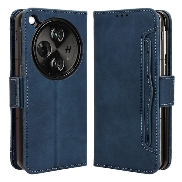 Skyddande PU-läderfodral med kortfack och stativ för Oppo Find N3 5G/OnePlus Open