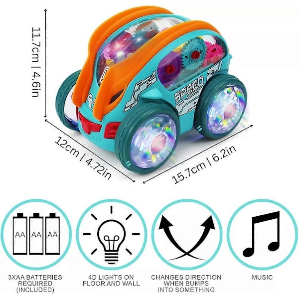 Speedlite Dynamisk Växeldriven Bil med LED-ljus, Upplyst Leksaksbil för Barn