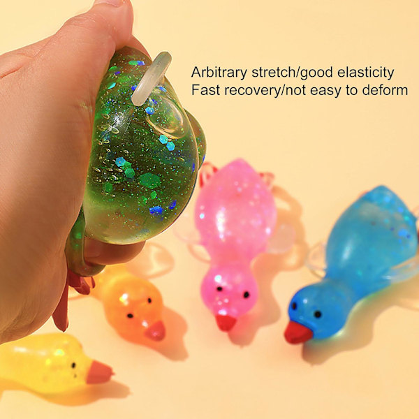 Ankleksak Anka Stretchig Långsam Återhämtning Glitter Maltos Mjuk TPR Nyp Leksak Djur Squishes Stress Relief Fidget Leksak GS Random Color