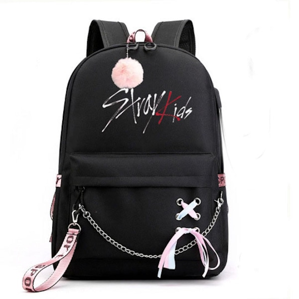 Stray Kids Anime Skolryggsäck Vardagsryggsäck Ryggsäck Cool Bokväska - Perfekt GS