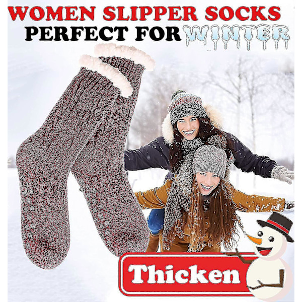 Damtofflor Strumpor Fuzzy Fluffy Mysiga Stugstrumpor Vinter Fleece Mjuka Varma Bekväma Tjocka Jul Halkfria Strumpor GS GRAY
