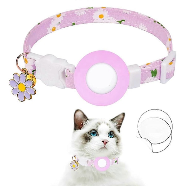 Justerbart kæledyrshalsbånd med margueritmønster, silikoneetui + beskyttelsesfilm til AirTag Tracker LGL Multicolor Multicolor Style D