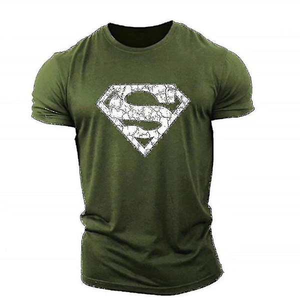 Superman Vascular Gym Träning Top Short Sleeve T-Shirt Army Green XL