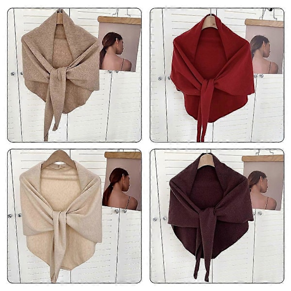Elastisk Stickad Sjal Elegant Stickade Ponchos Trendiga Dammode Capes Black