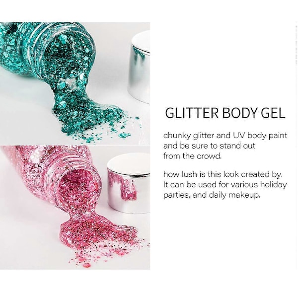 Sjöjungfru Paljetter Chunky Glitter Flytande Smink Långvarig Glittrande A