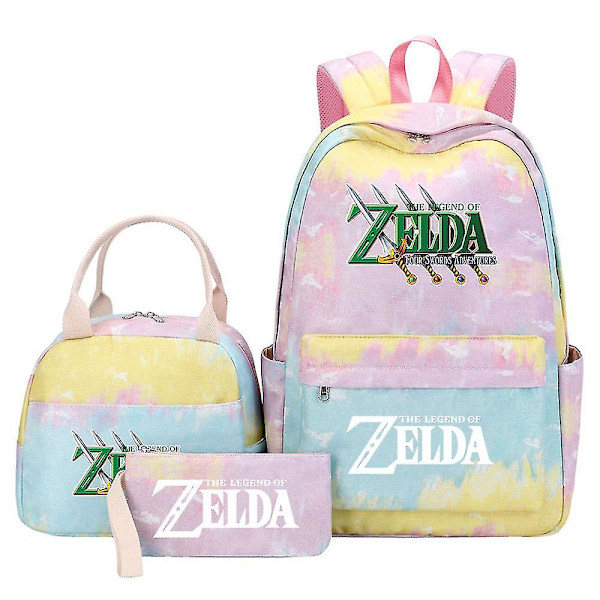 Zelda Pige Børn Penalhus Madkasser - Regnbue Galaxy Skoletasker - 3 stk. Kvinder Teenagere Skoletasker - Rejse Laptop Rygsæk 2