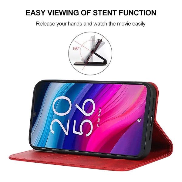 Magnetiskt Läderfodral för TCL 505 Red