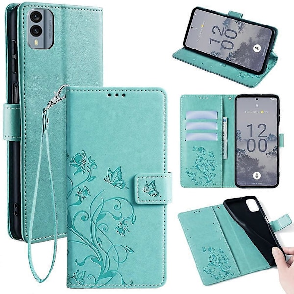 Nokia X30 5G Skal med Handrem Plånboksfodral Flip PU Läder Fjäril Blomma Mobilskal Multicolor GS Multicolor Style D