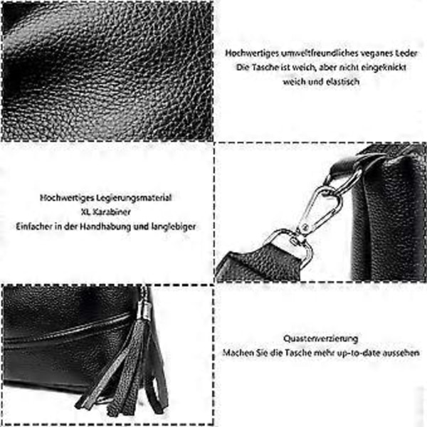 Axelväska dam liten handväska flera fack crossbody väska grå med 3 utbytbara axelremmar GS