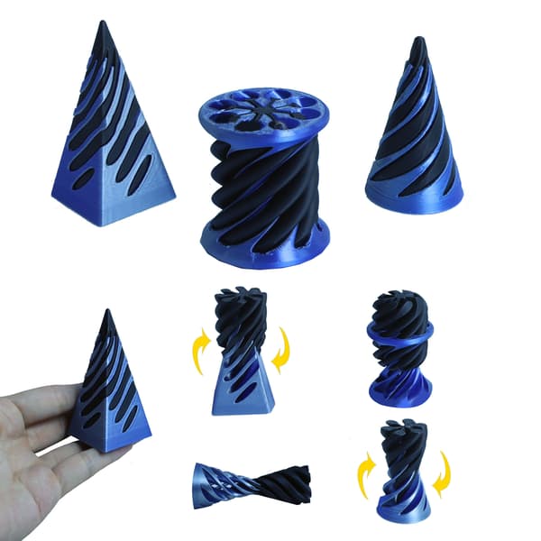 3 kpl Impossible Cones -sarja, Spiral Cones Fidget Toy Impossible Pyramid End-to-End -lelu sininen blue