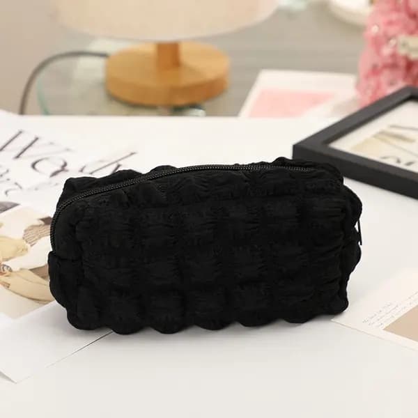 Polyester penalhus med stor kapacitet - Blød organizer til papirvarer og makeuptaske black