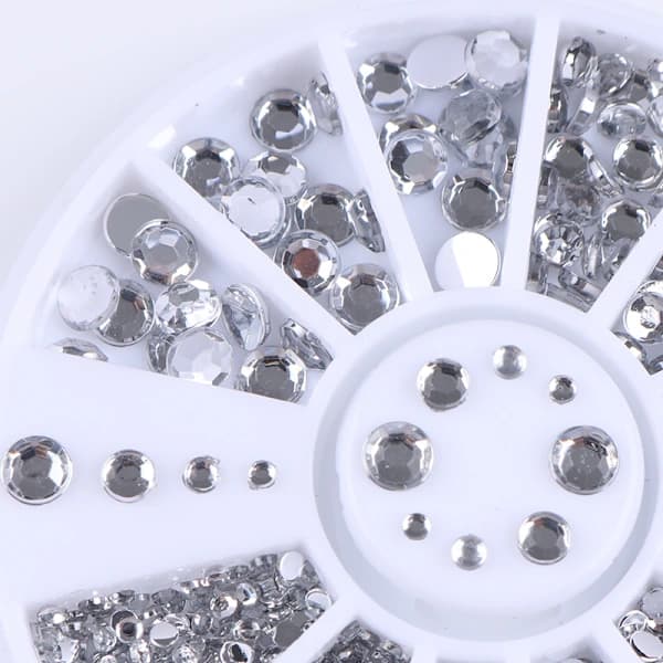 Rhinestone 4 størrelser - Sølv Klar Sølv