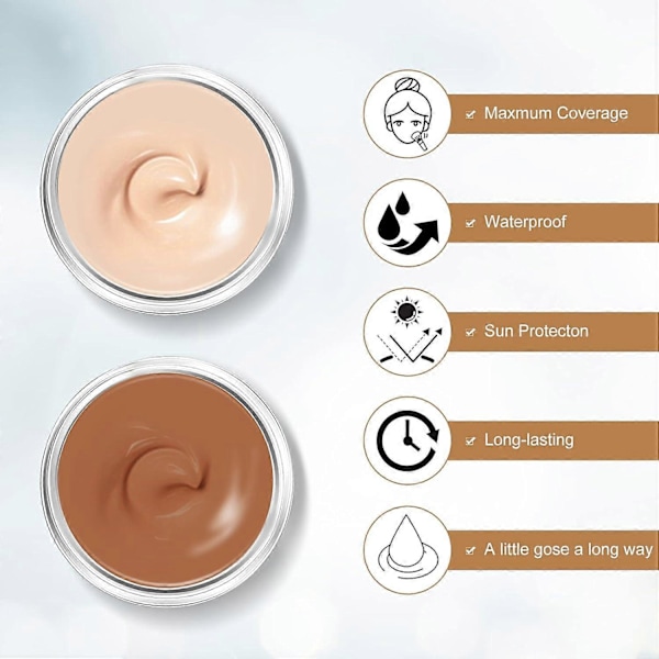 Tatuering Täcka Över Smink Vattentätt, Tatuering Concealer Full Täckning, 2 Färger Naturlig Tatuering Smink Täcka Kroppssmink för Ärr, Mörka Fläckar, S GS 2PCS