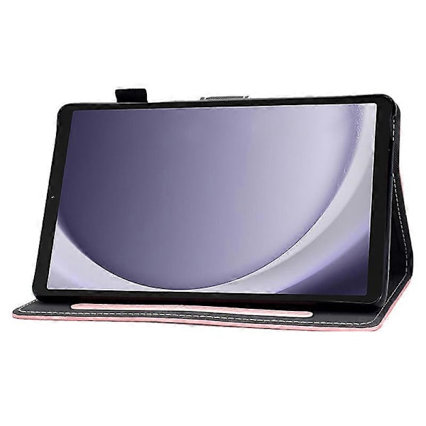 PU Läderfodral för Samsung Galaxy Tab A9, Kortplatsställ Tabletskydd med Pennhållare GS Rose Gold