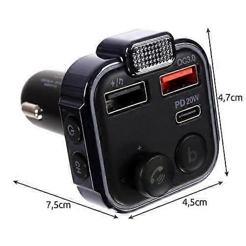 Bluetooth FM-sender og oplader 20w - Til bilen - Biloplader