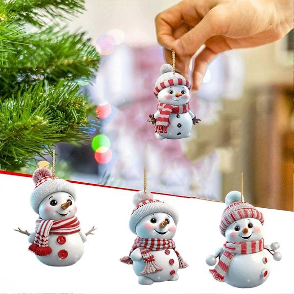 5 st Jul Snögubbe Hänge Akryl Tecknad Snögubbe Hängande Ornament Julgran Hängande Snögubbar för Heminredning