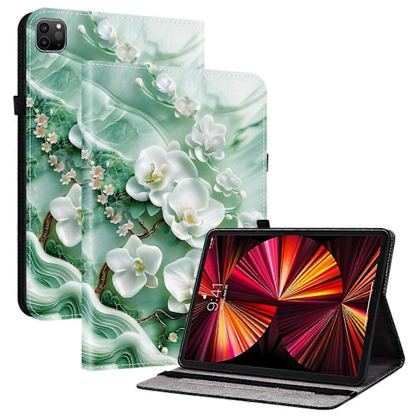 Läderfodral för iPad Air 11 (2025) (2024) Air (2022) (2020) Pro 11 (2022) Mönstertryckt Tablet Co GS Multicolor Jade Flower