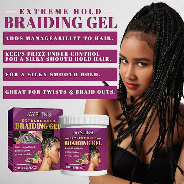 Extremt Starkt Flätgel Dreadlocks Styling Kontroll Kantutjämning Pomada Anti-Frizz Minska Skador Twist Cornrow Hårformningsvax 100g