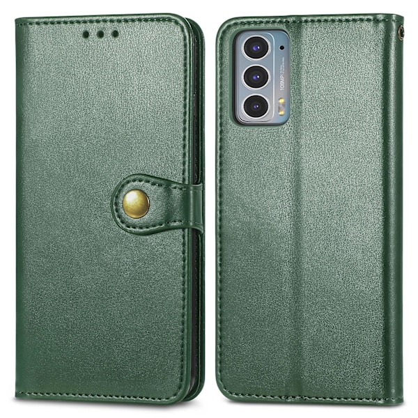 Mobilskal i Läder med Spänne, Enfärgat, för Motorola Edge 20[D] Green